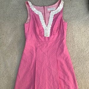 Trina Turk Pink dress with white flower sequins
